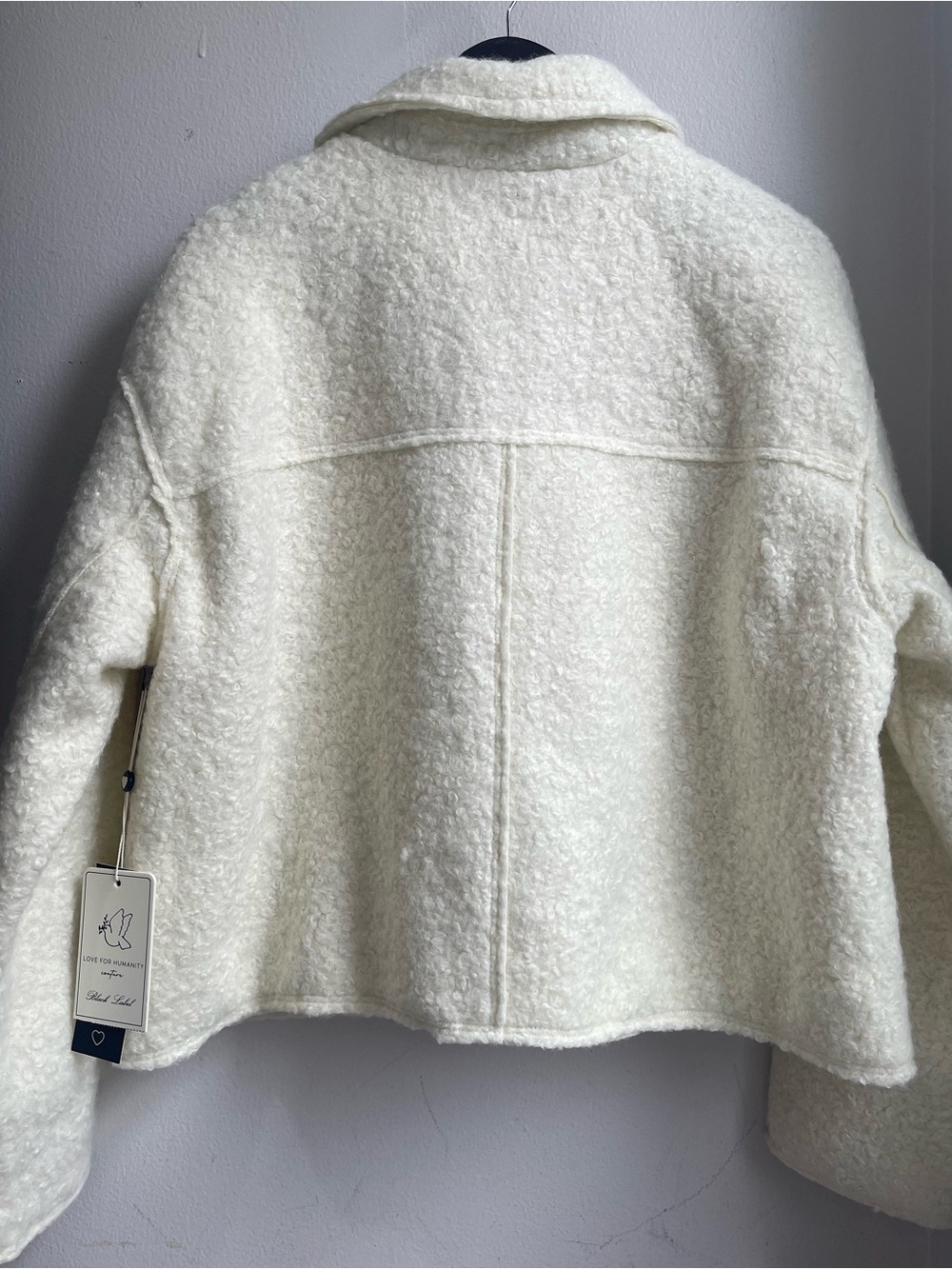 Women's Cream Bouclé Zip Jacket with Patch Pockets - Picture 2 of 4